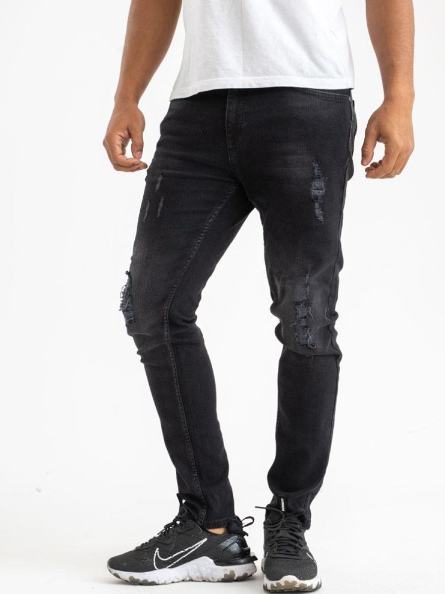 Spodnie Smoke Story Group | Spodnie Jeansowe Skinny Ssg Basic Czarne