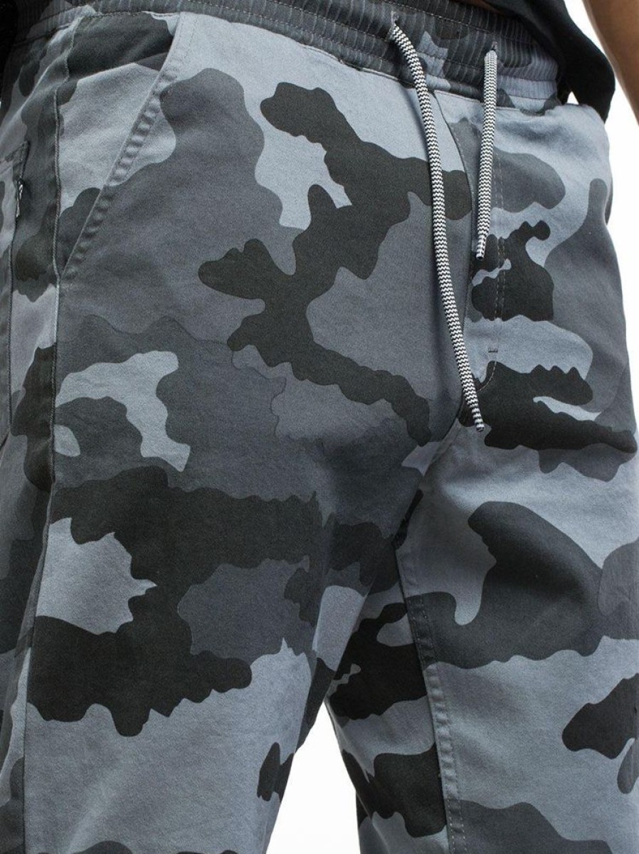 Spodnie Smoke Story Group | Spodnie Materialowe Ze Sciagaczem Skinny Camo Classic Szare