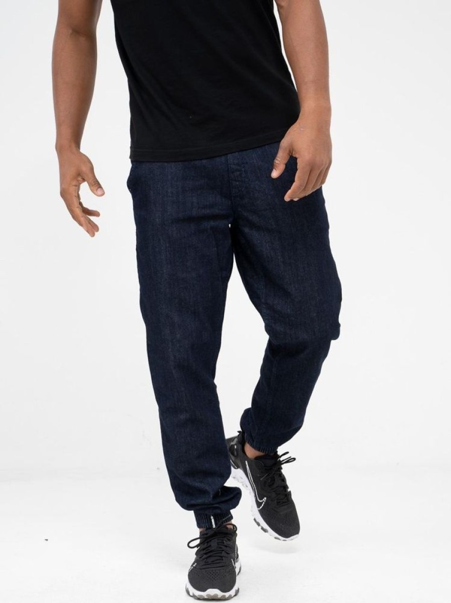 Spodnie Smoke Story Group | Spodnie Jeansowe Jogger Ze Sciagaczem Classic One Pocket Ciemne Niebieskie